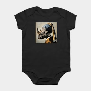 Wildlife Conservation - Pearl Earring Rhino Meme Baby Bodysuit